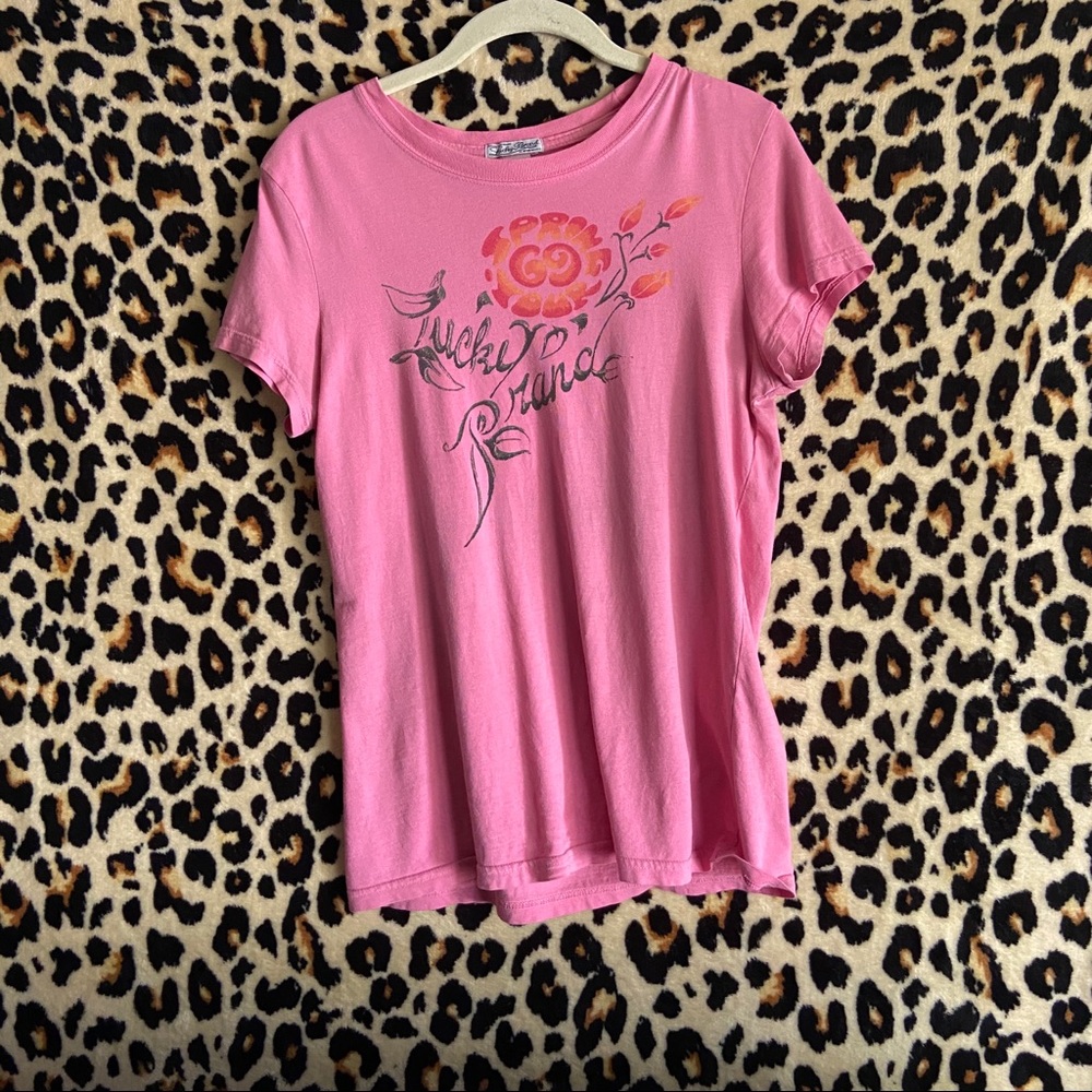 Y2K Pink Lucky Brand Graphic Tee